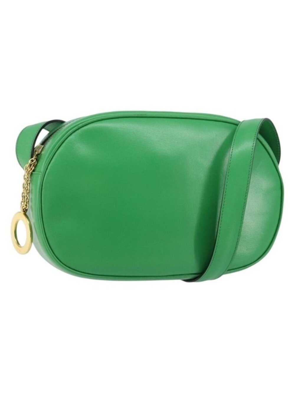 Authentic CELINE Shoulder Bag Leather Green Gold